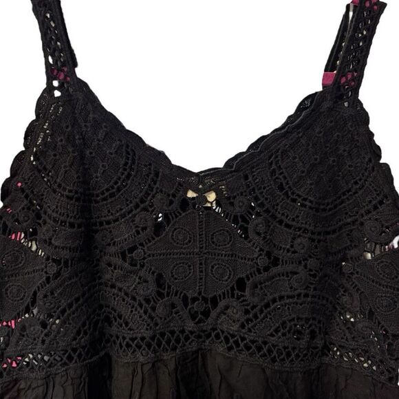 POL Lace Tank Black Crochet Peplum Boho Festival NEW - Picture 11 of 11